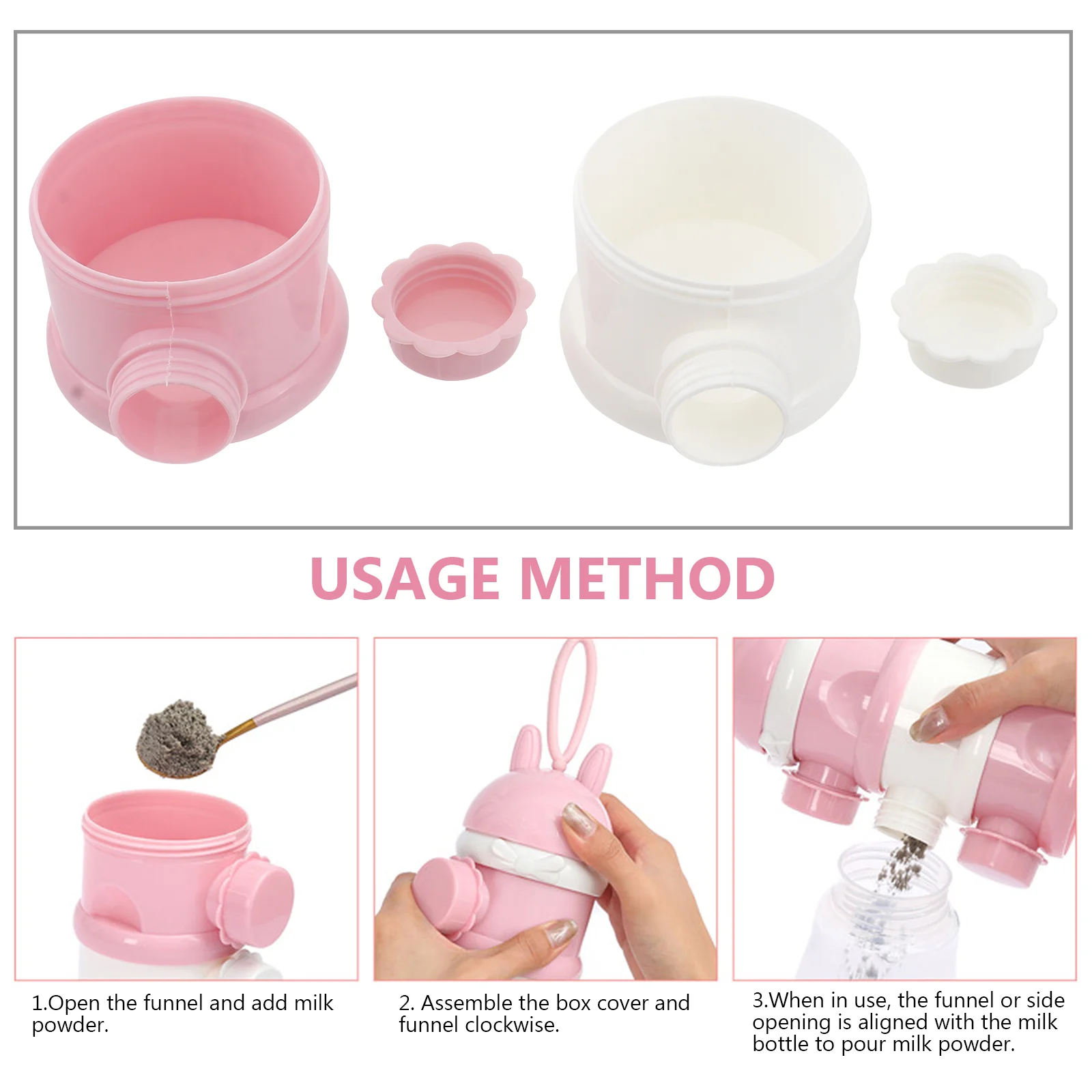 3 Layer Baby Formula Milk Powder Box Food Container Simple Boxes Infant Storage Feeding Case Pink Portable Child