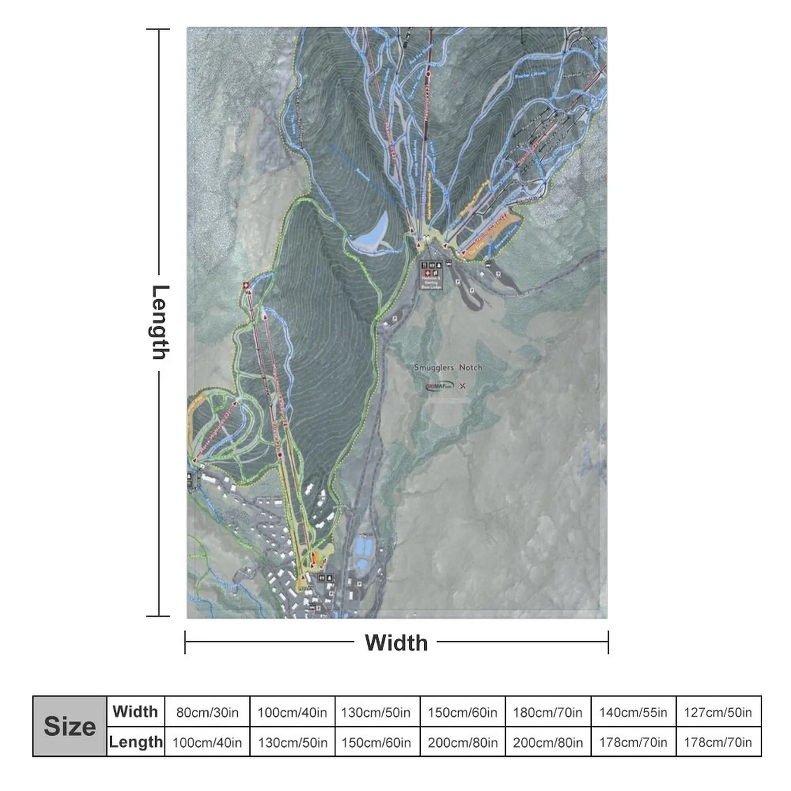Smugglers' Notch Resort Trail Map Throw Blanket Vintage decorative for babies Blankets