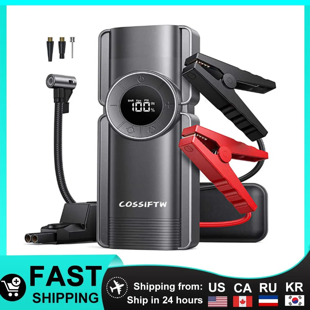 COSSIFTW 4 In 1 Jump Starter 150PSI Pump Air Compressor 20000mAh Power Bank 2500A Starting Device 15V Digital Tire Inflator