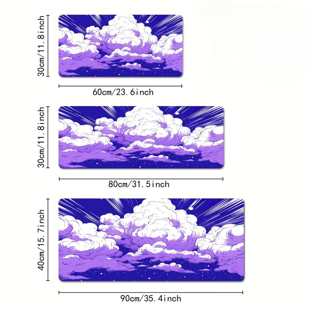 Muismat Bureaumat Illustratie met cloudthema Muismat met gestikte randen Antislip rubberen basis toetsenbord Uitgebreide pad gamingmat