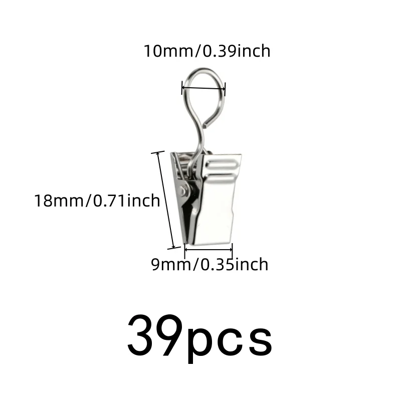 39 pcs Rust Resistant Metal Closed Ring Curtain Clips, great for Living Room Curtains, Easy Curtain Install
