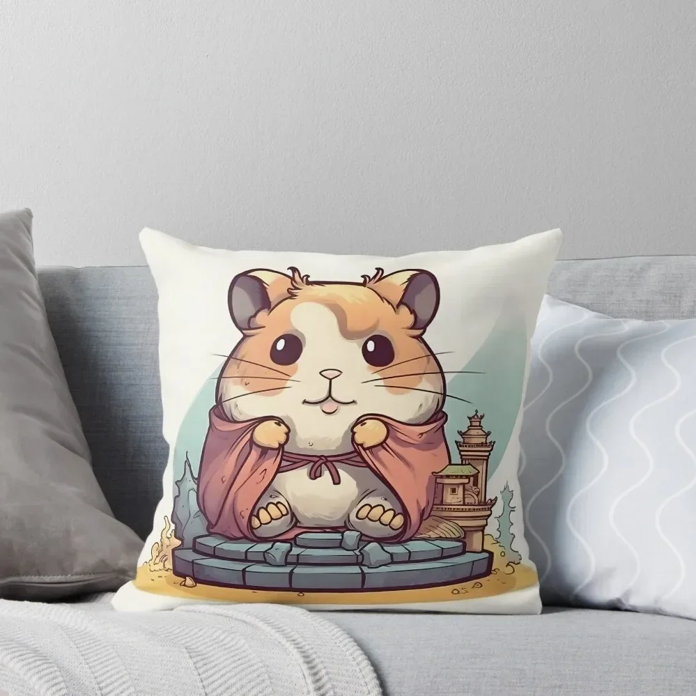 ADORABLE & CUTE BUDDHA HAMSTER Throw Pillow Decorative Cushions Pillow Cases Decorative Pillow