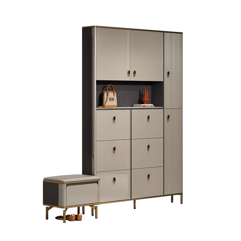 Entry slate ultra-thin shoe cabinet 17cm door integrated narrow high vertical door rear foyer cabinet tipping bucket