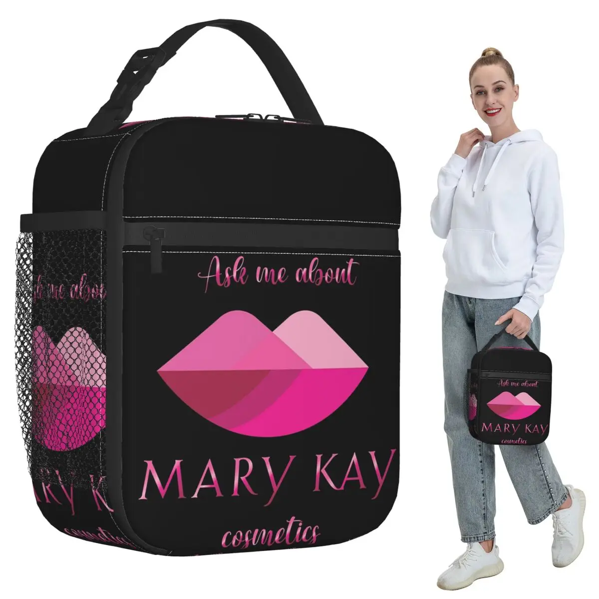 Pergunte-me sobre a bolsa térmica para almoço da Mary Kay Cosmetics para mulheres, caixa térmica para escritório, caixa térmica portátil para alimentos, recipiente para lancheiras