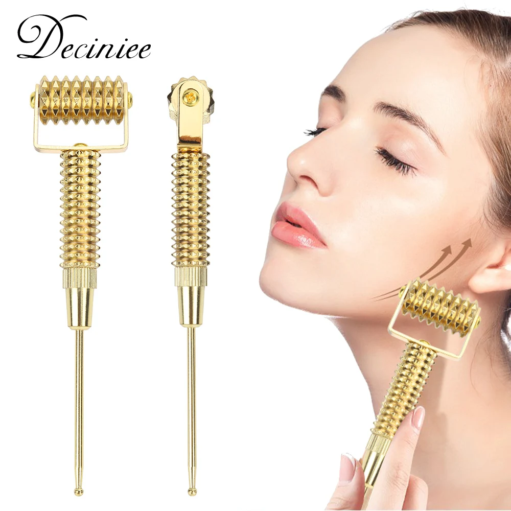 Beauty Derma Roller Professional cho mọc râu tóc Golden Metal Microneedles Massage Roller Tai Huyệt huyệt Châm cứu Điểm thăm dò Kim xoa bóp khuôn