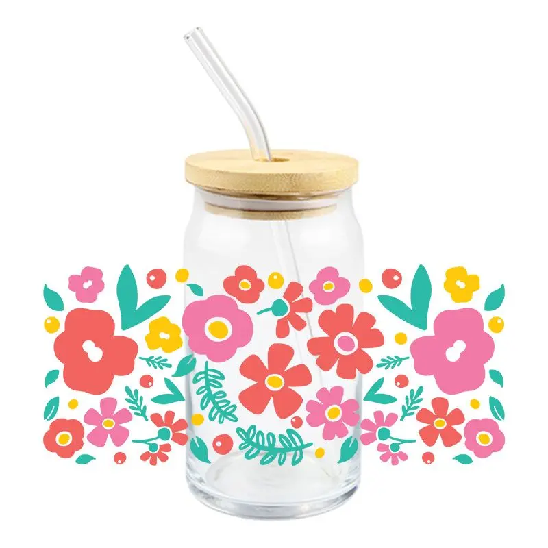 Art Flowers UV DTF Wrap Transfer Stickers Fashion Trend Design DTF Wrap For 16OZ Glasses Cups Mugs Decal Easy To Use