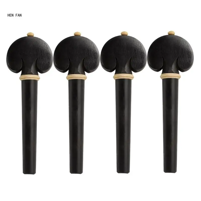 4 Pcs Durable Cello Tuning Pegs Replacement Natural Ebony Cello Pegs M89D