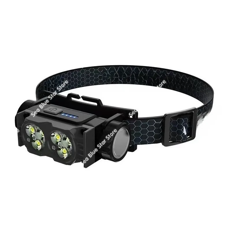 Cross-border new multi-functional six-core strong light headlight, long-range headlight, long battery life, outdoor portable