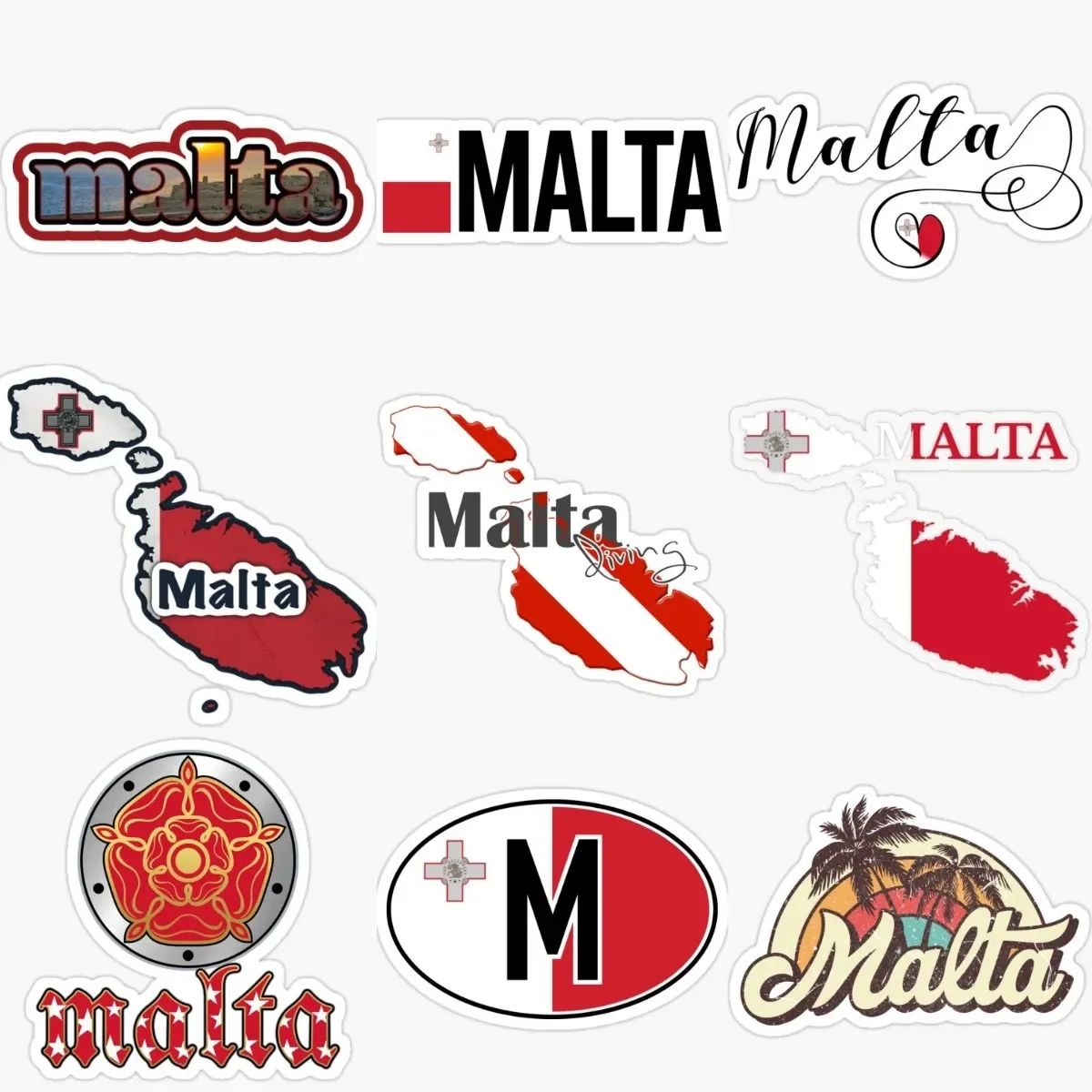 

Map Malta Flag Map Emblem Creative Personalized PVC Waterproof Stickers for Decorate Car Van Wall Room Table Fridge Bumper