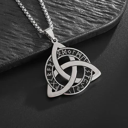 Stainless Steel Rune Celtic Knot Pendant Necklace Men Women Amulet Jewelry Gift