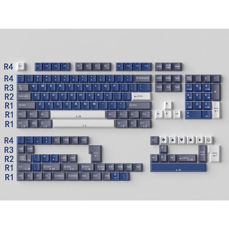

163 Keys/set Samurai Blue Keycap ABS Double Shot Key Caps Cherry Profile Semi Translucent Keycap For MX Switch Keyboard