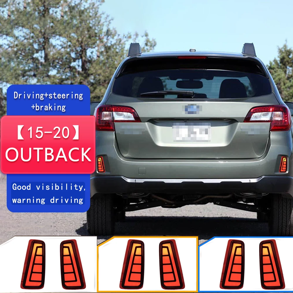 Car LED Rear Bumper Light For Subaru Outback 2015 2016 2017 2018-2020 3-functions Reflector Tail Light Fog Lamp Stop Brake Light