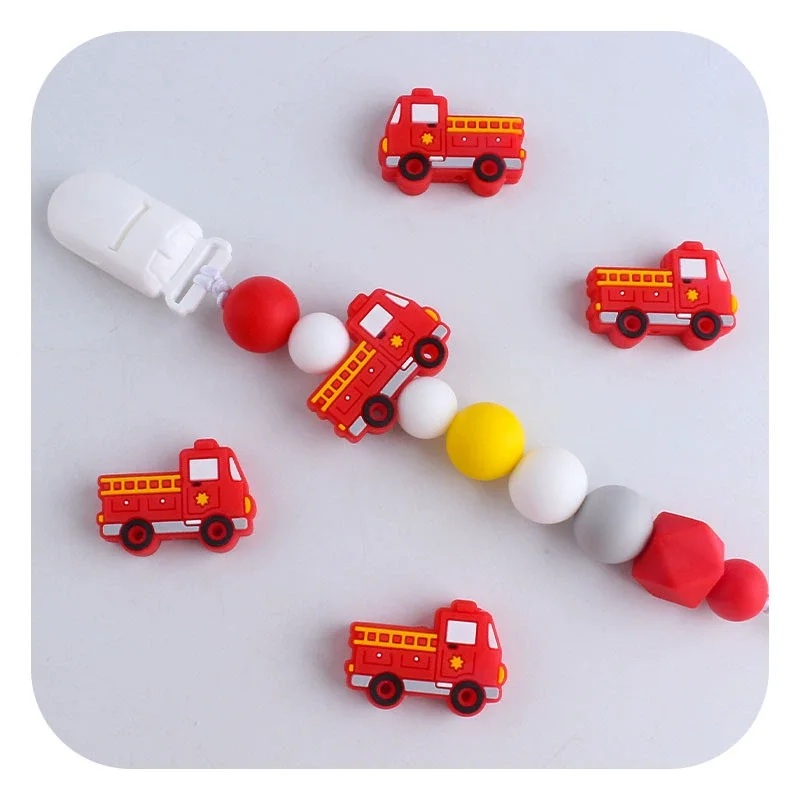 子供のためのシリコーン消防車の形のおもちゃ,赤い色,創造的,DIY,学習,教育,男の子と女の子への贈り物,漫画の製品