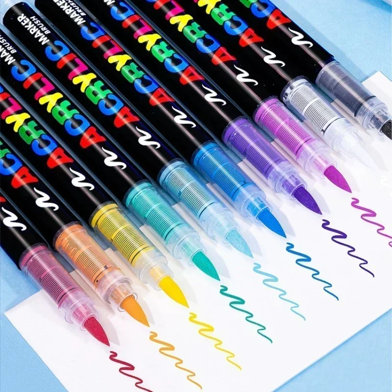 GUANGNA Multi Colors Direct-liquid Acrylic Paint Pens Brush Marker Pen for Rock Painting Stone Ceramic DIY Art Pen
