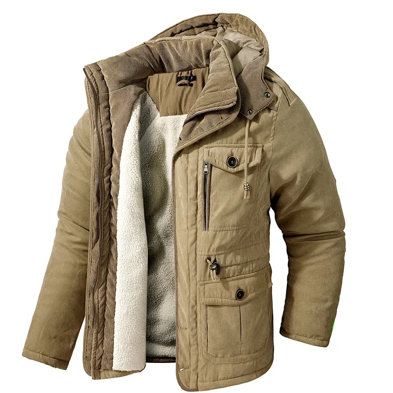 Smile Inner-Coupe-Vent Rembourré en Coton pour Homme, Parka à Capuche, Combinaison de Neige, Veste d'Hiver Chaude et Épaisse en Cachemire