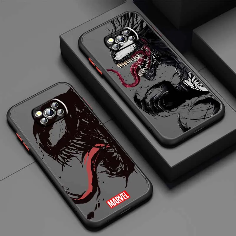 

Marvel Comics Venom For Xiaomi Poco X6 X5 X4 X3 M6 M5s M5 M4 M3 F6 F5 F4 F3 Pro 5G Frosted Translucent Phone Case