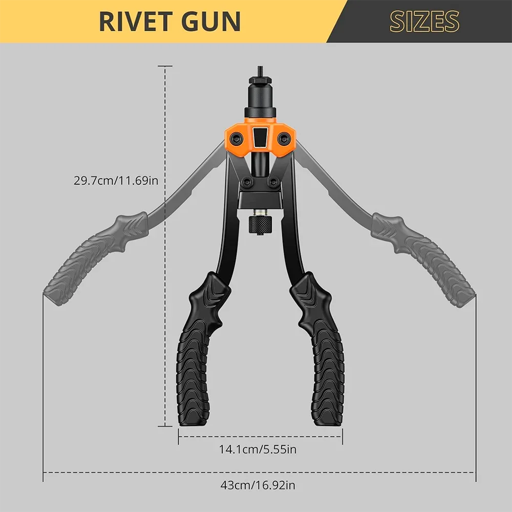 M3 M4 M5 M6 M8 M10 Rivet Nut Gun Set Home Cordless Riveting Machine Rivet Gun Double Handle Aluminum Alloy Insert Nut Rivet Tool