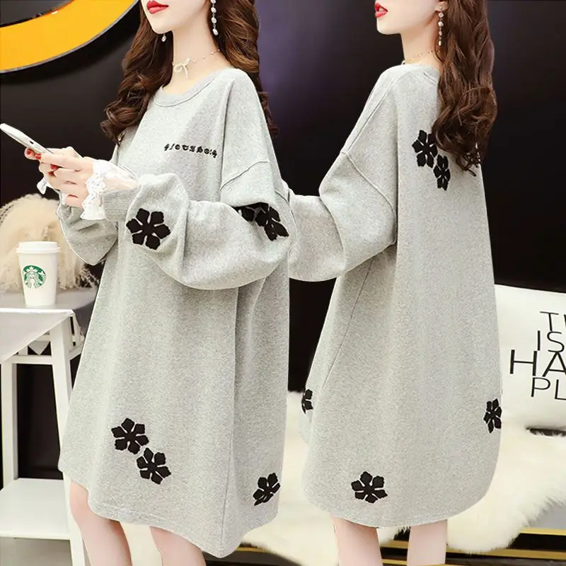 الاتجاه الطباعة فضفاضة طويلة الأكمام هوديس بلوزات ربيع الخريف جديد س الرقبة كسول نمط الشباب بلايز موضة ملابس حريمي غير رسمية