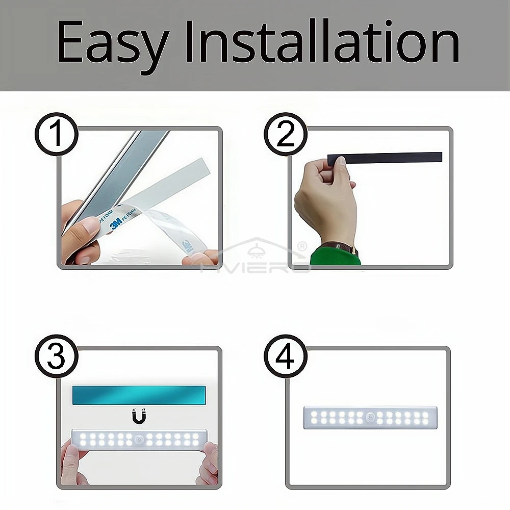 Cabinet Night Light Wireless LED USB Charging PIR Motion Sensor Lamp Cupboard Kitchen Smart Perception Closet Stairs Bookcase