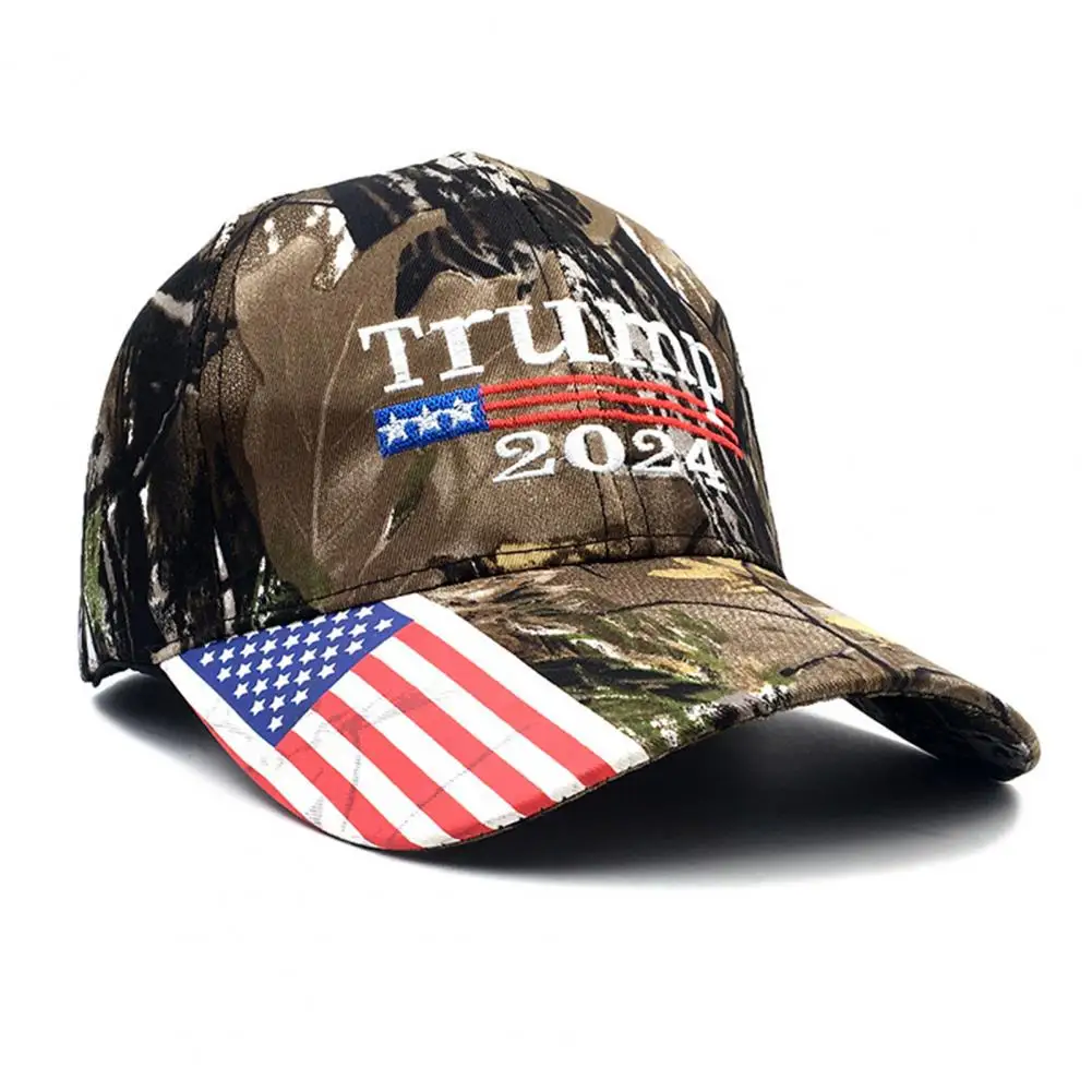 Sun Hat 2024 President Election Campaign Trump Comeback Baseball Hat with Letter Embroidery American Flag Design Long for Rally