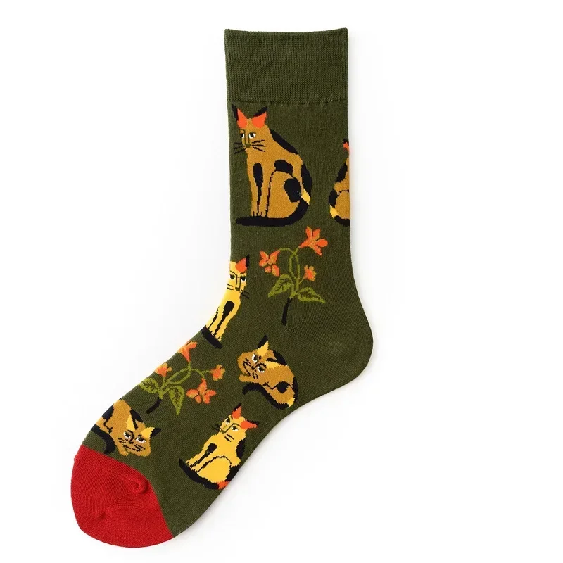 3 Pairs Cotton Socks Set High-Quality Men's & Women's British Style Casual Harajuku Fashion Novelty Literary Couple Socks