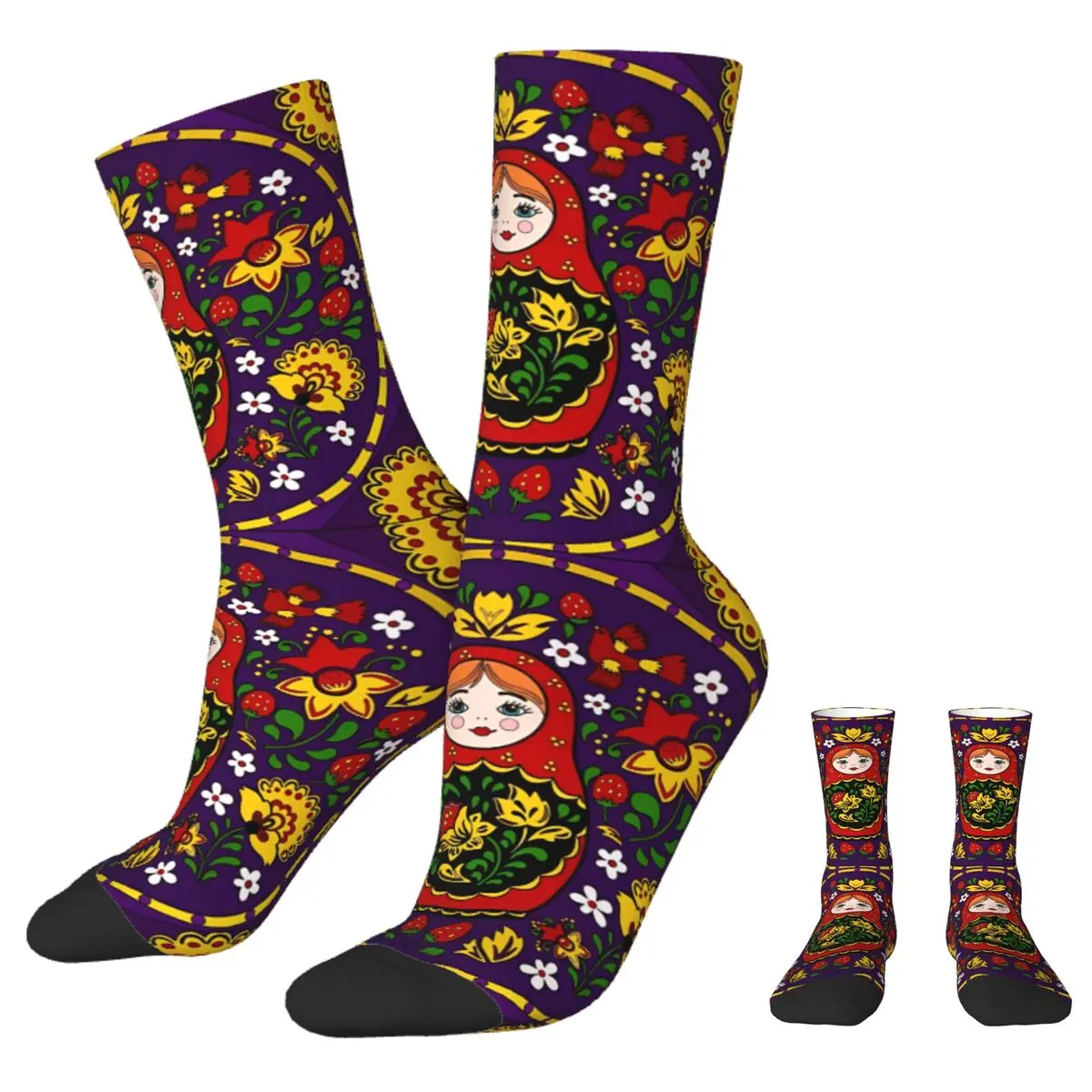 Matryoshka Stockings Unisex Men Doll Pattern Socks Soft Breathable Casual Socks Autumn Running Sports Anti Sweat Design Socks