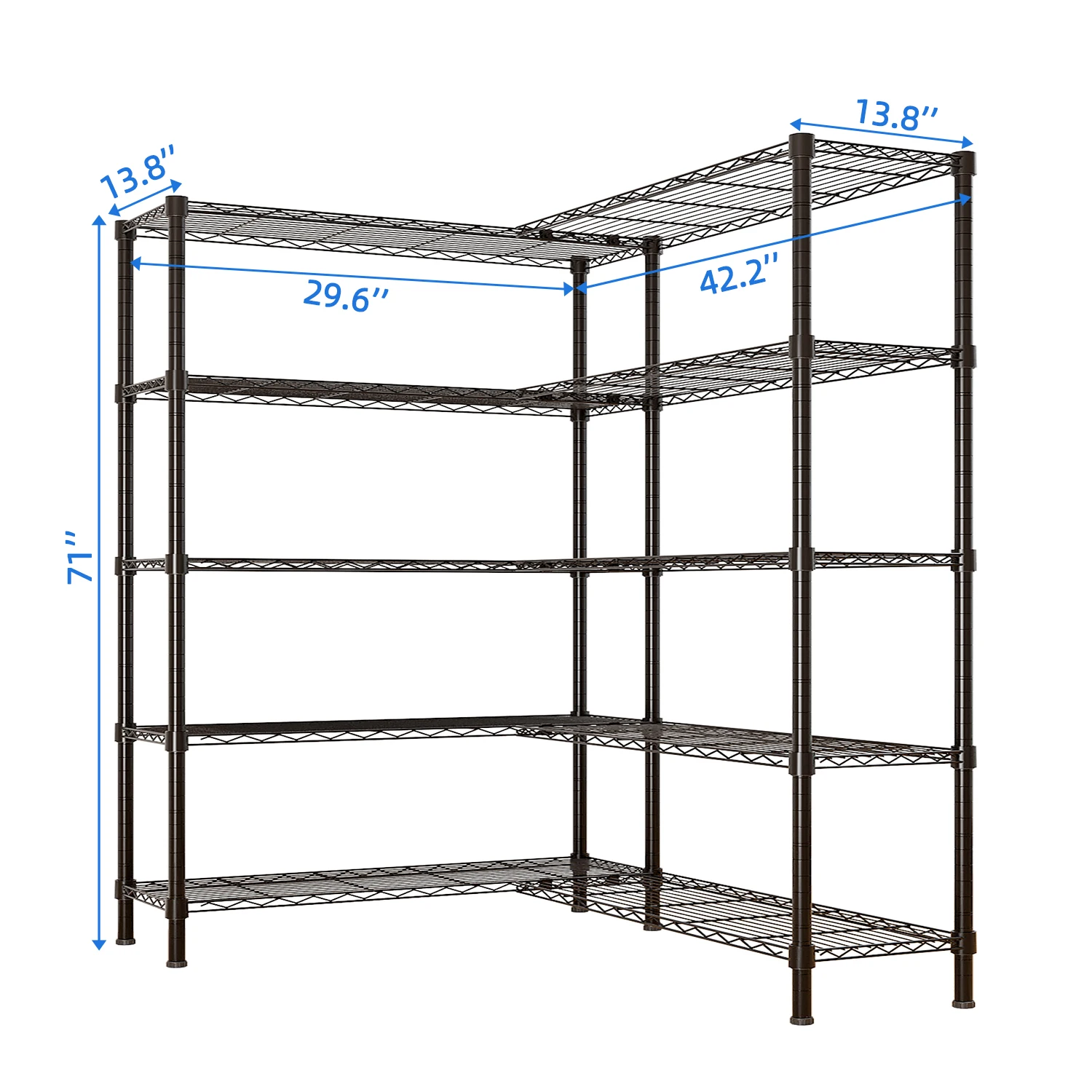 Adjustable Storage Shelves NSF Unit 5 Tier Metal Shelving for Storage Heavy Duty Garage Shelf Pantry Shelves Kitchen Shelving