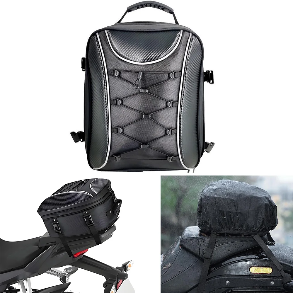 Portable Motorcycle Rear Seat Tail Bag Multifunctional Fuel Tank Handbag Motorbike Storage Luggage Box for Moto Travel Riding