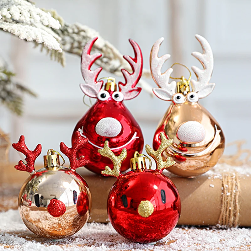 Adornos de bolas de alce de Navidad, colgantes para colgar en árbol de Navidad, regalo de Año Nuevo para fiesta de boda, decoraciones navideñas para el hogar, 2 uds.