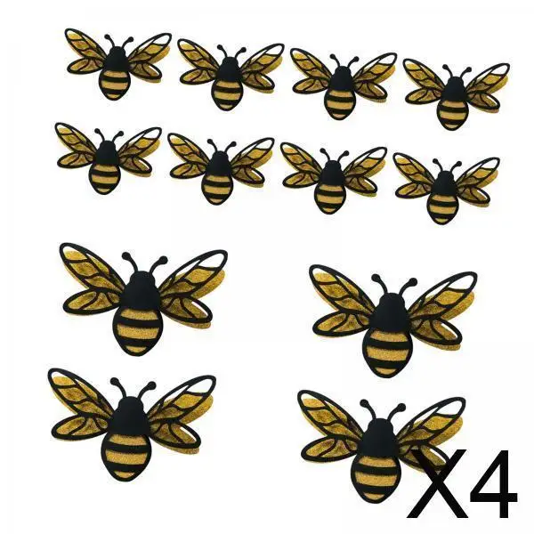 

4x 12x Bee Wall Decor Kids Room Wall Decals Wallpaper Self Sticky Removable Decoration 3D Bee Stickers for Nursery Classroom