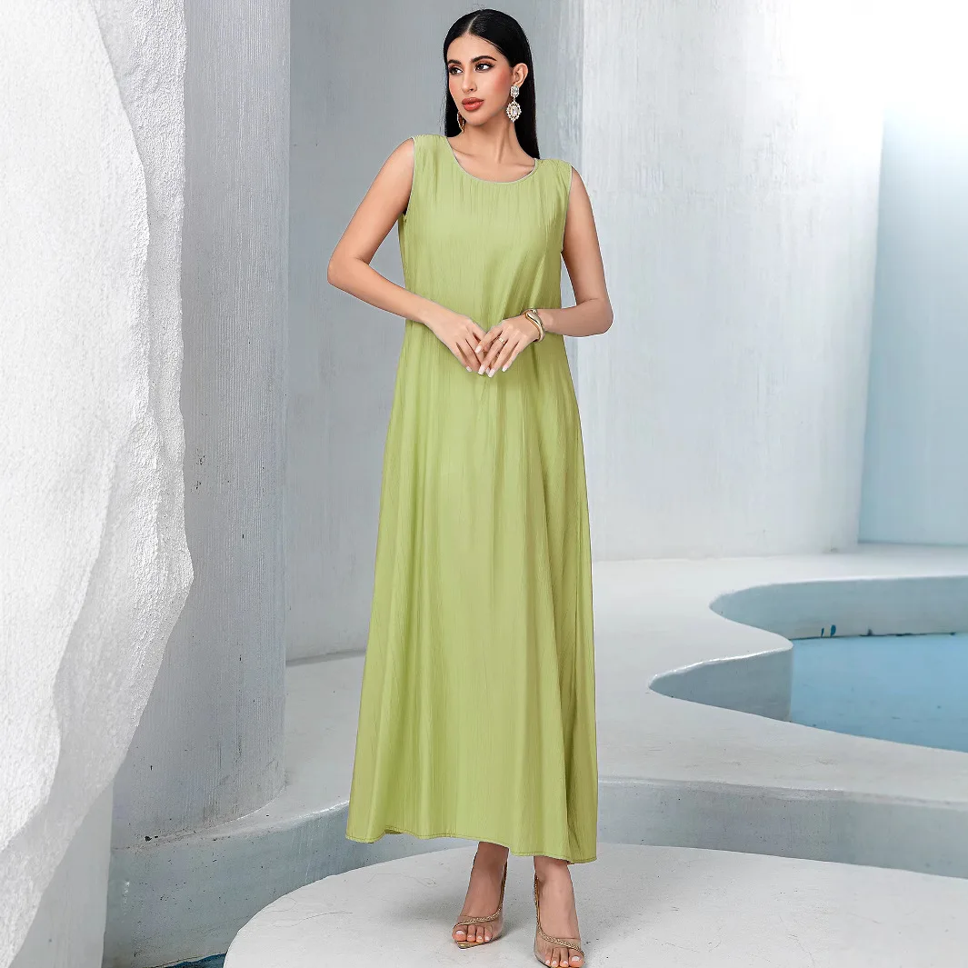 

New Fashion Women Sleeveless Maxi Dress Muslim Abaya Dubai Kaftan Solid Color Under Abayas Islam Clothing Kebaya Turkey Caftan