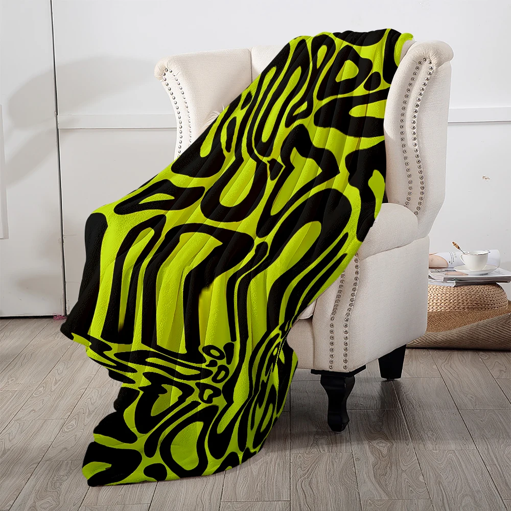 Neon Green Black Abstract Warm Flannel Fleece Blanket Thick Soft Cozy Throw Blanket for Winter Bed Couch Plush Bedspread - view 5