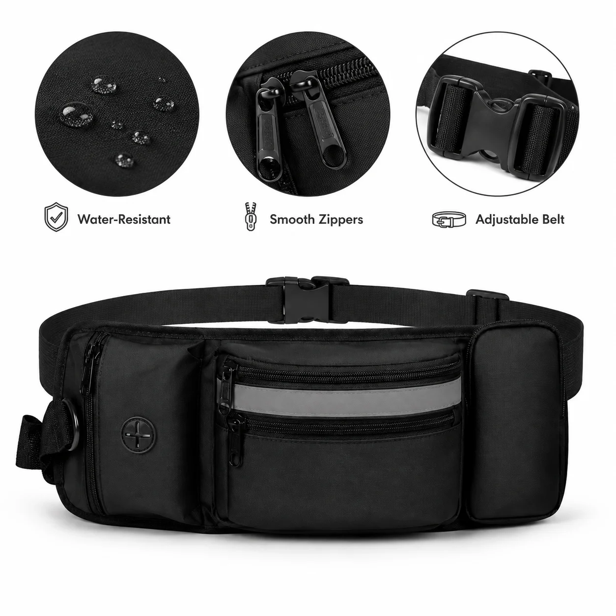 Dog Walking Waist Bag with Poop Bag Dispenser Bottle Holder, Adjustable Pet Treat Training Pouch for Hiking Running Travel view 5
