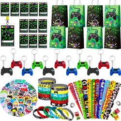 Video Game Party Favors for Kids,110pcs Gamer Party Favors Set Including Wristband Slap Bracelets Keychain Vip Pass Ticket