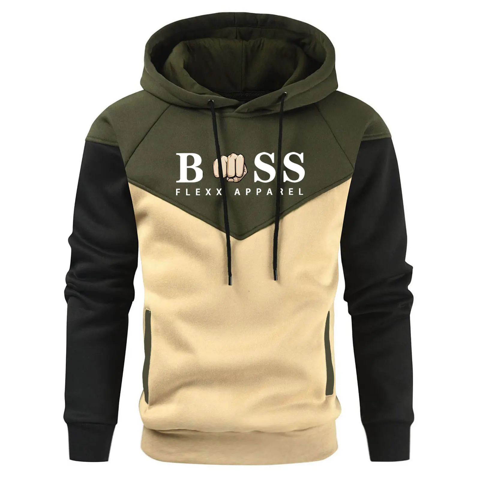 

New Leisure Outdoor Sports Men Hooded Hoodie Spring And Autumn Fashion Color Matching Printed Men's Clothing Hooded Sweatshirt