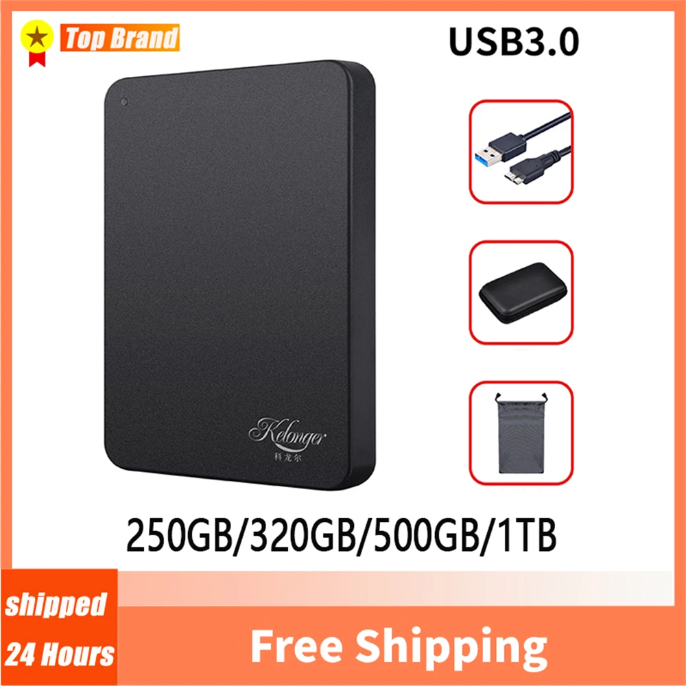 

USB 3.0 HDD 2.5 Inch Portable External Hard Drive 250GB 320GB 500GB 1TB Storage Compatible for PC Mac Desktop Mobile Hard Disk