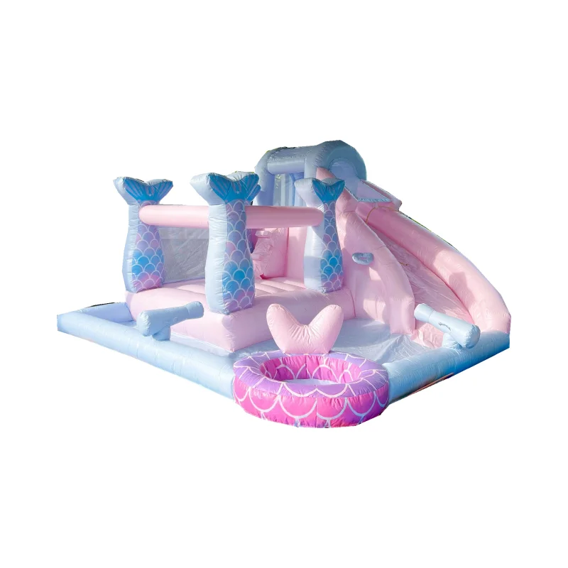 Commercial Kids Entertainment  Playground Soft Play With Slide Equipment Inflatable White Bounce House With Ball Pit for Rent
