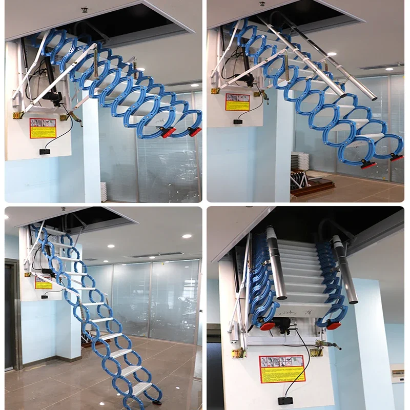 Attic telescopic stairs Indoor household lift ladder Attic electric remote control stairs