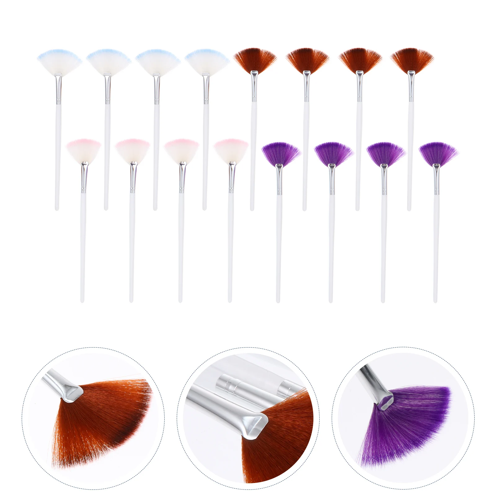 

16pcs Makeup Brush Set Wooden H Fan Shaped Loose Powder Blush Highlighter Travel Size White Purple Brown Cosmetics Easy Clean
