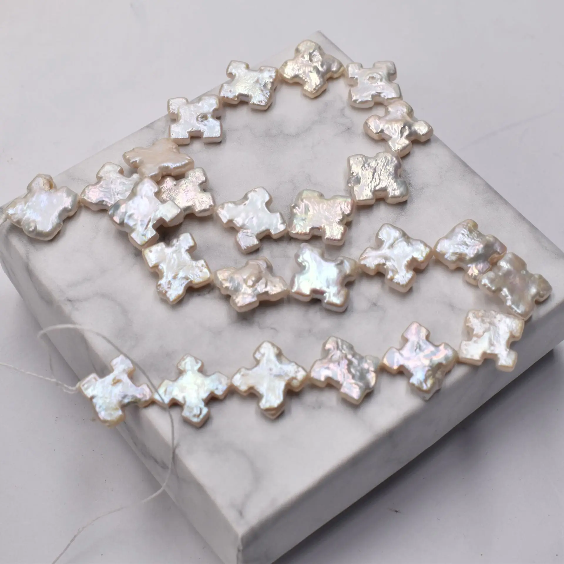 

Natural Freshwater Baroque loose Pearl Irregular Snowflake Shape pearl strand