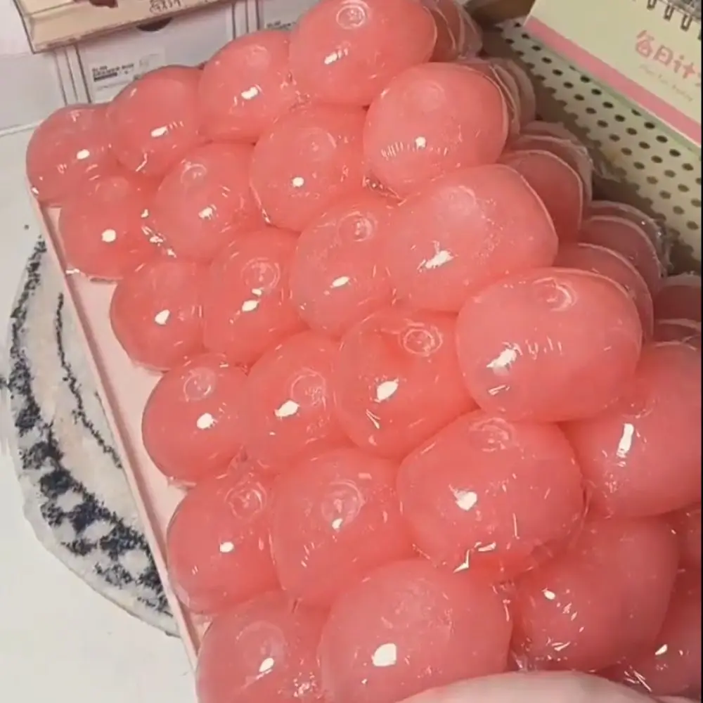 Translucent Pink Peach Slushy Squishy Finger Relax Shapeable Jelly Mochi Squeeze Handmade Pinch Sensory Fidget Ball