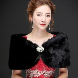 Spring autumn and winter new Korean version black imitation rabbit hair big diamond bride studio photo fur shawl