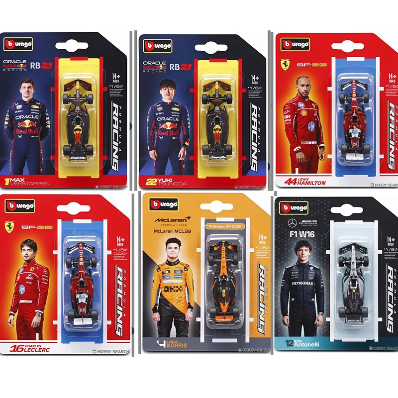 Bburago 1/64 2025 F1 SF-25 Leclerc- # 16 هاميلتون- # 44 RB21 Verstappen- # 1 # 22 MCL39 # 4 # 81 W16 سبيكة مصغرة دييكاست لعبة مجسمة هدية