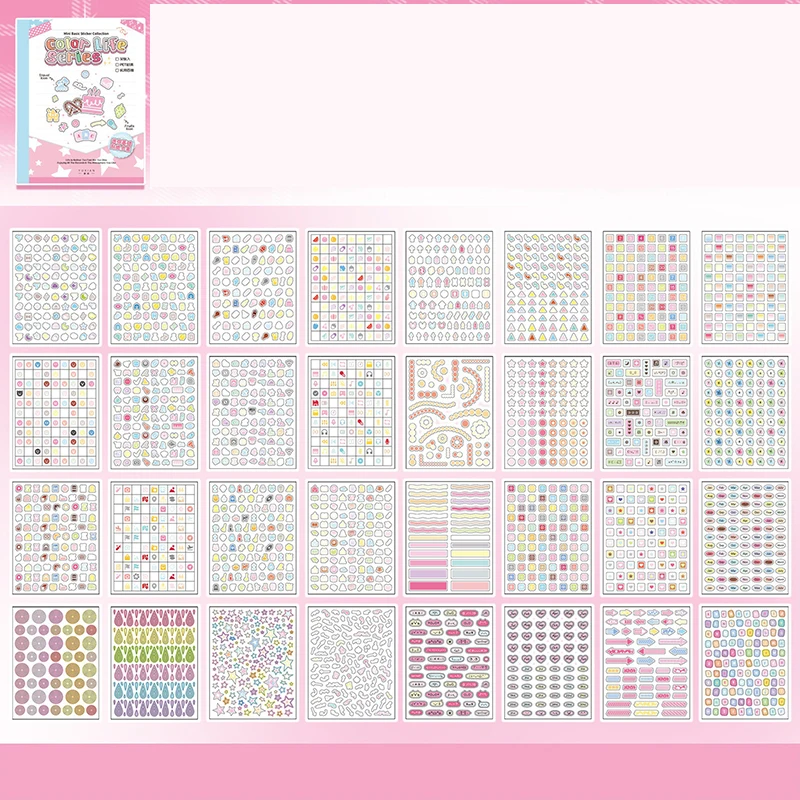 32-delig/boek Geschenkverpakking Set Taal Vrije tijd Kleur Leven PET Mini Basisstickers Boek Guka Nail Art Telefoonhoesje Notebook Dia