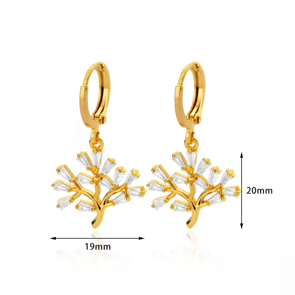 Pendientes de aro de acero inoxidable para mujer, arete de Color dorado con forma de árbol de la vida, mariposa, circonita, ojos malvados, regalo de joyería, novedad de 2023