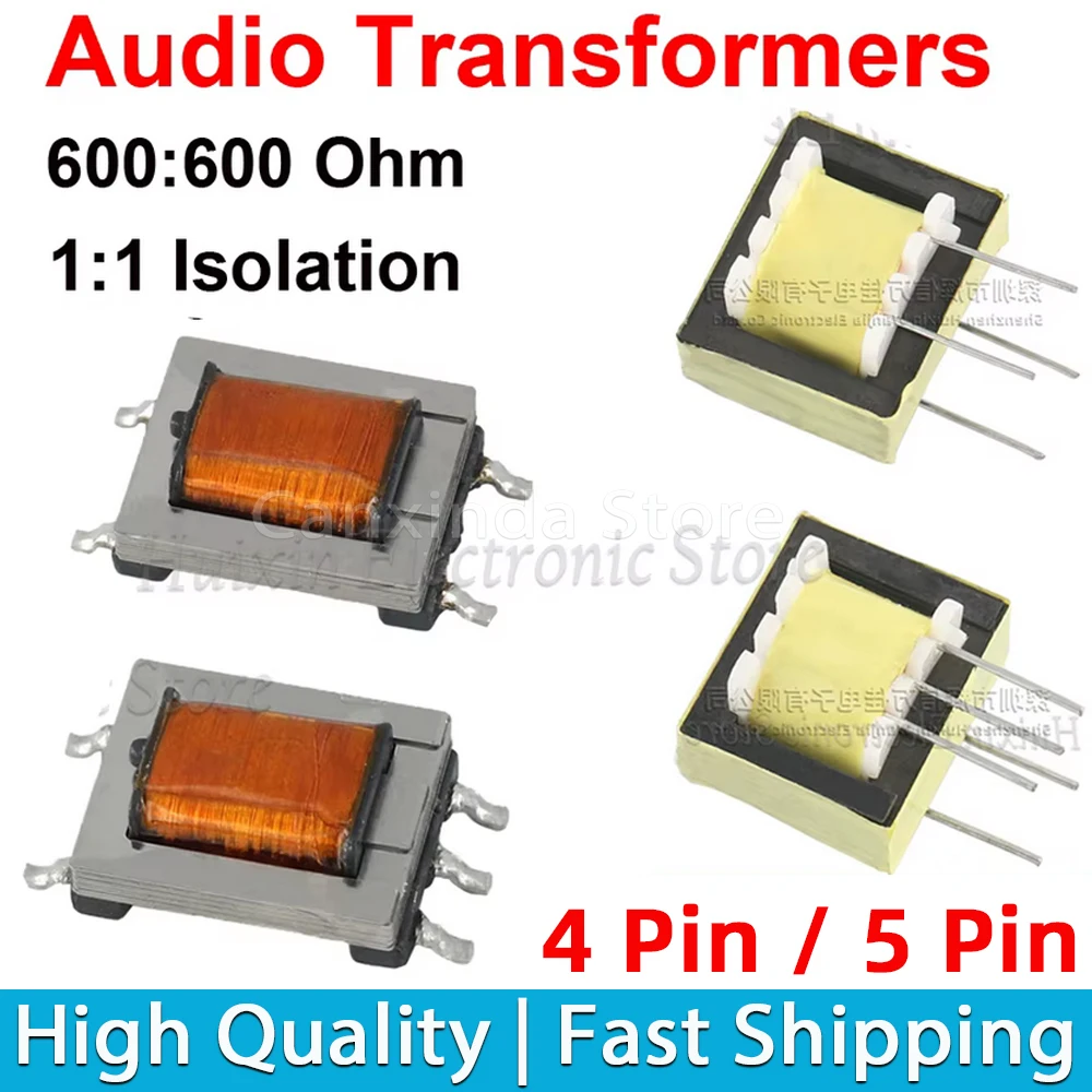 

5PCS Audio Transformer 600:600 Ohm 1:1 Isolation Digital Signal Nickel Alloy Permalloy High Efficiency Isolated EI14 ED8 Type