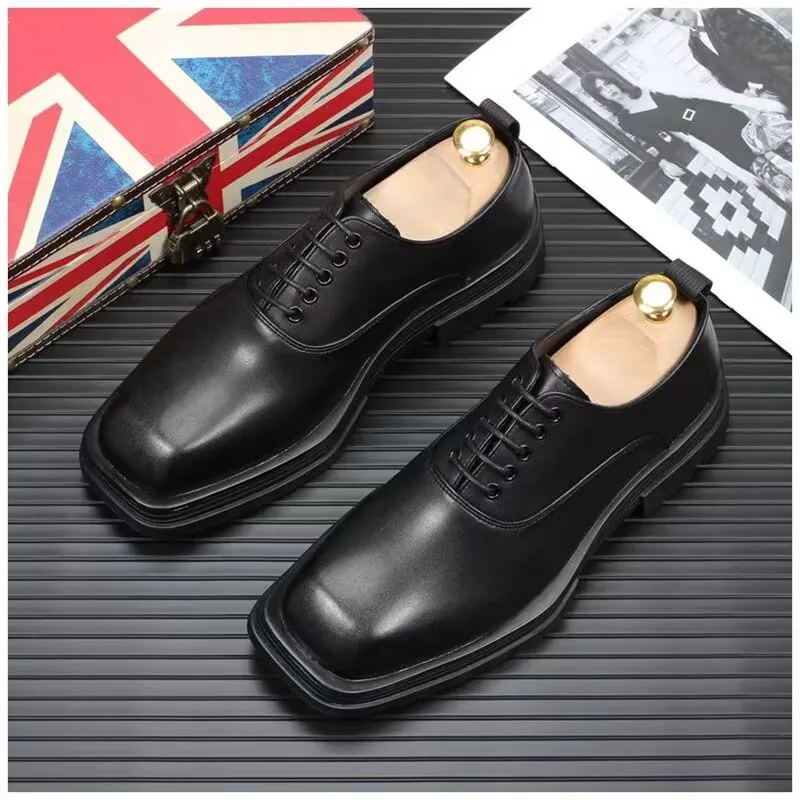 

England style mens oxfords shoes brand designer genuine leather shoe black trend gentleman platform footwear party prom dresses