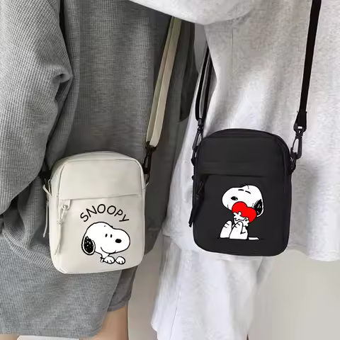 Snoopy New Shoulder Bag Man Woman Cartoon Crossbody Bags Double-deck Storage Bag Fashion Large Capacity Square Sports Bag Gift