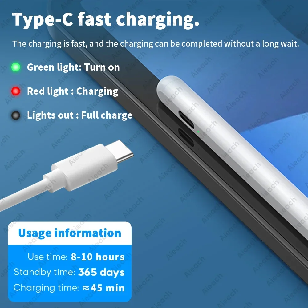 لباد قلم رصاص أبل 2 1 قلم ستايلس لباد 2018-2025 الكتابة الرسم مع بلوتوث إمالة الاستشعار رفض اليد