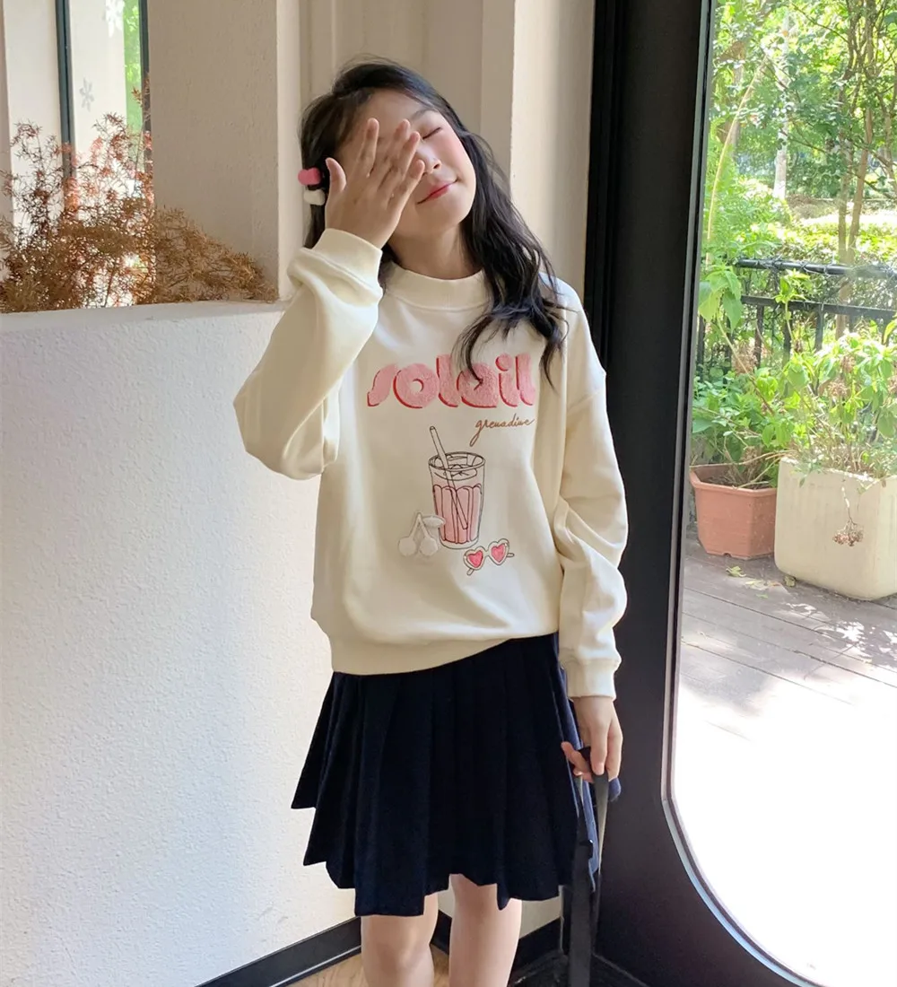 baby girl clothes kids tops Autumn Towel Embroidered Sweatshirt Sweet Hoodie casual girl Sweatshirts
